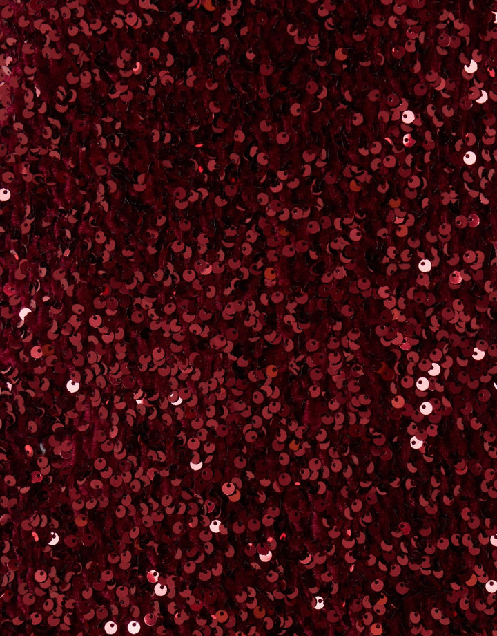 Threadbare High Neck Sequin Mini Dress in Burgundy - sequins