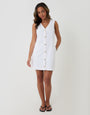 Threadbare Waistcoat Denim Mini Dress in White - full body