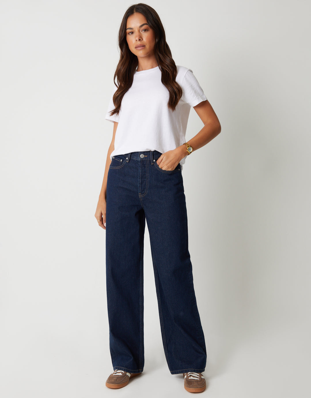 Indigo Wash Baggy Wide Leg Jeans