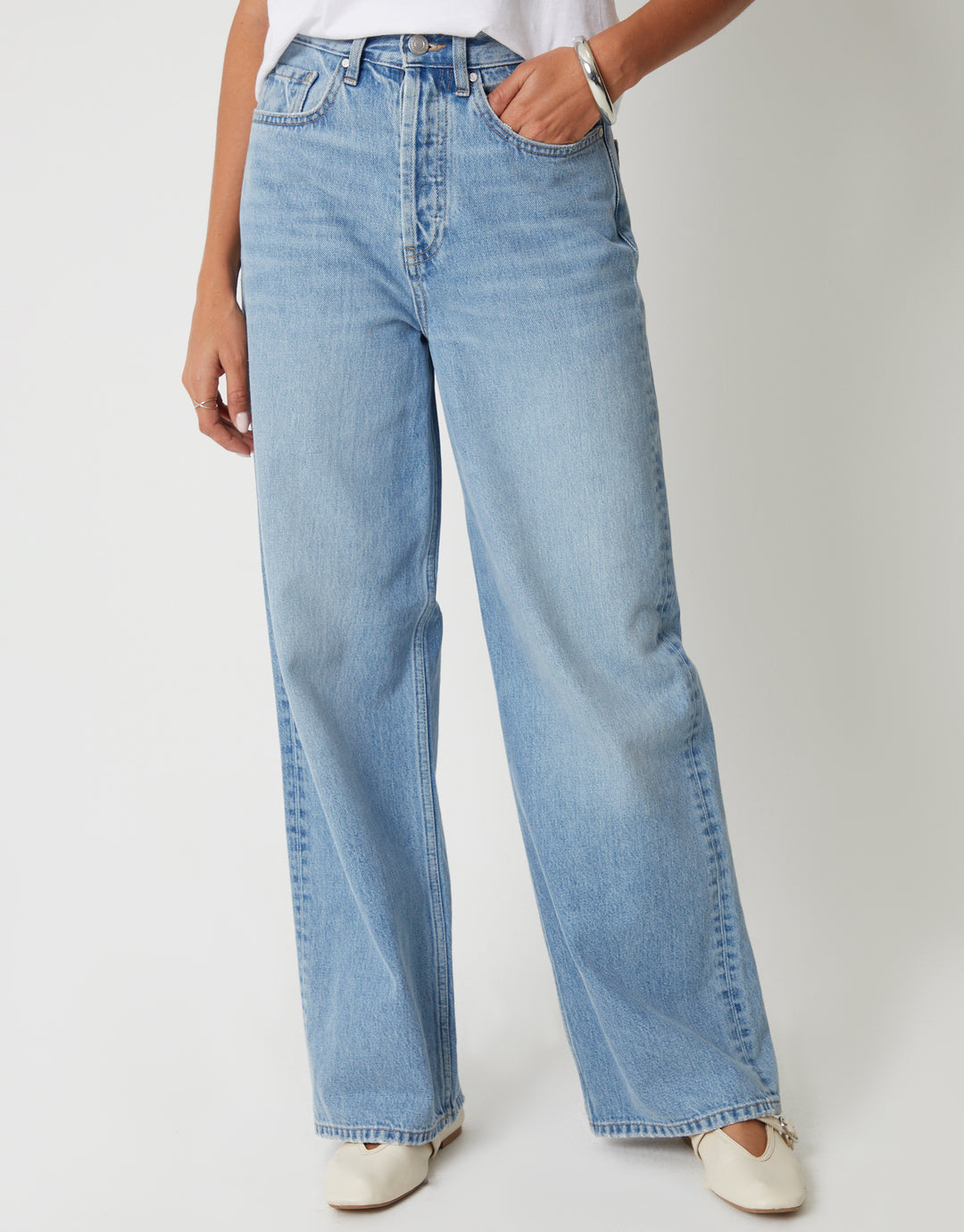 Light Wash Baggy Wide Leg Jeans