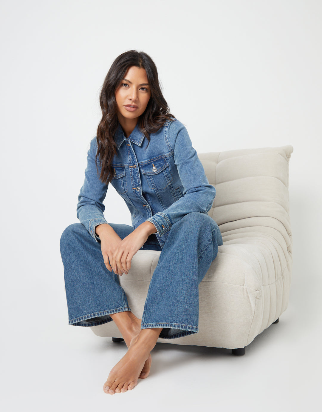 Mid Wash Baggy Wide Leg Jeans