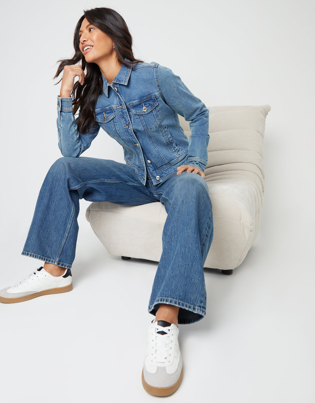 Mid Wash Baggy Wide Leg Jeans