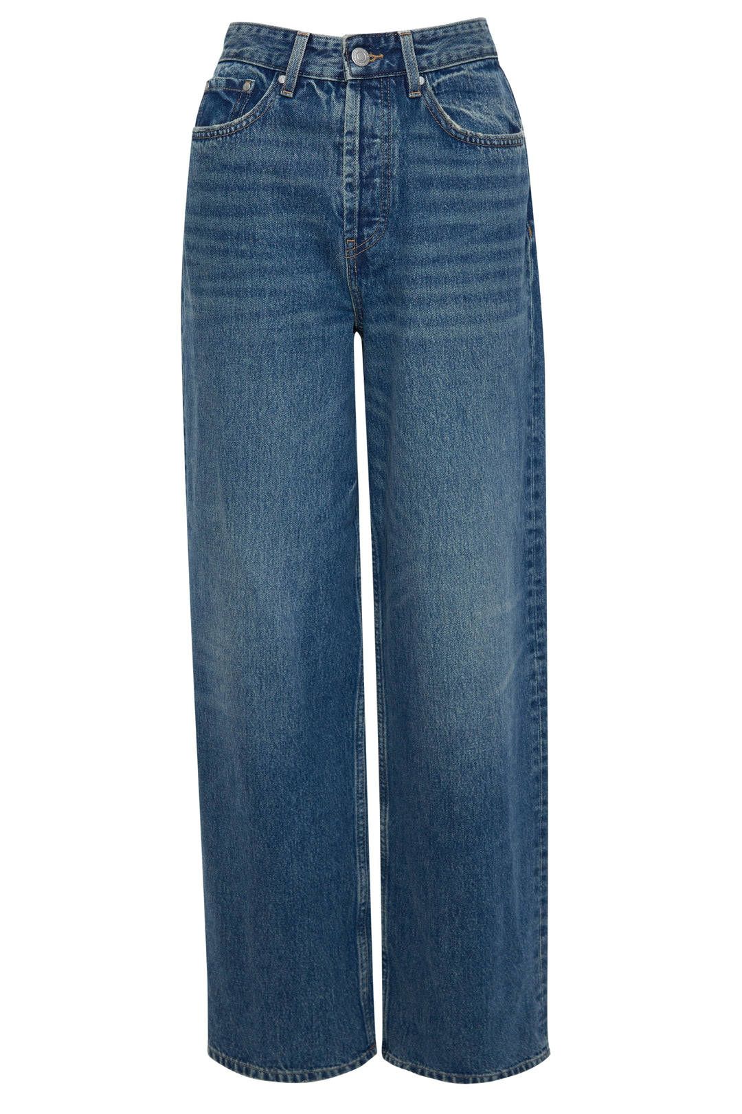 Mid Wash Wide Straight Leg Jeans
