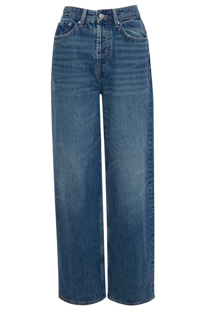 Mid Wash Wide Straight Leg Jeans