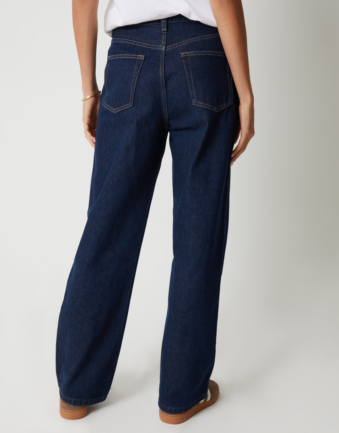 Indigo Wash Wide Straight Leg Jeans