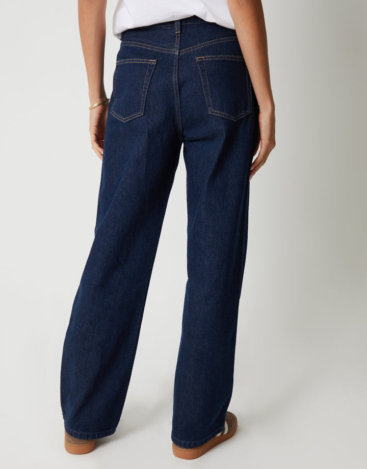 Indigo Wash Wide Straight Leg Jeans