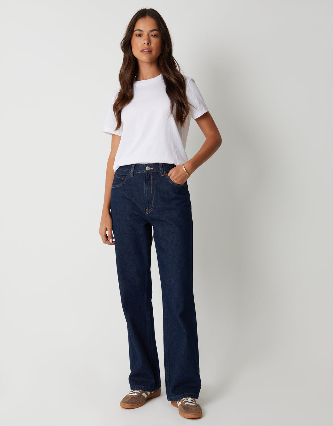 Indigo Wash Wide Straight Leg Jeans
