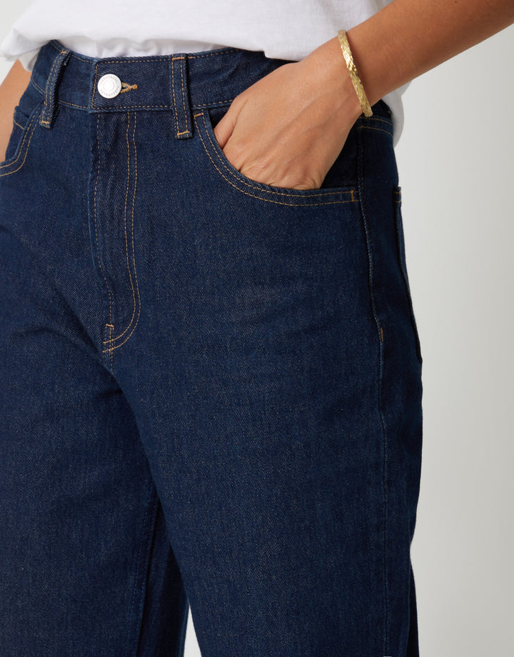 Indigo Wash Wide Straight Leg Jeans