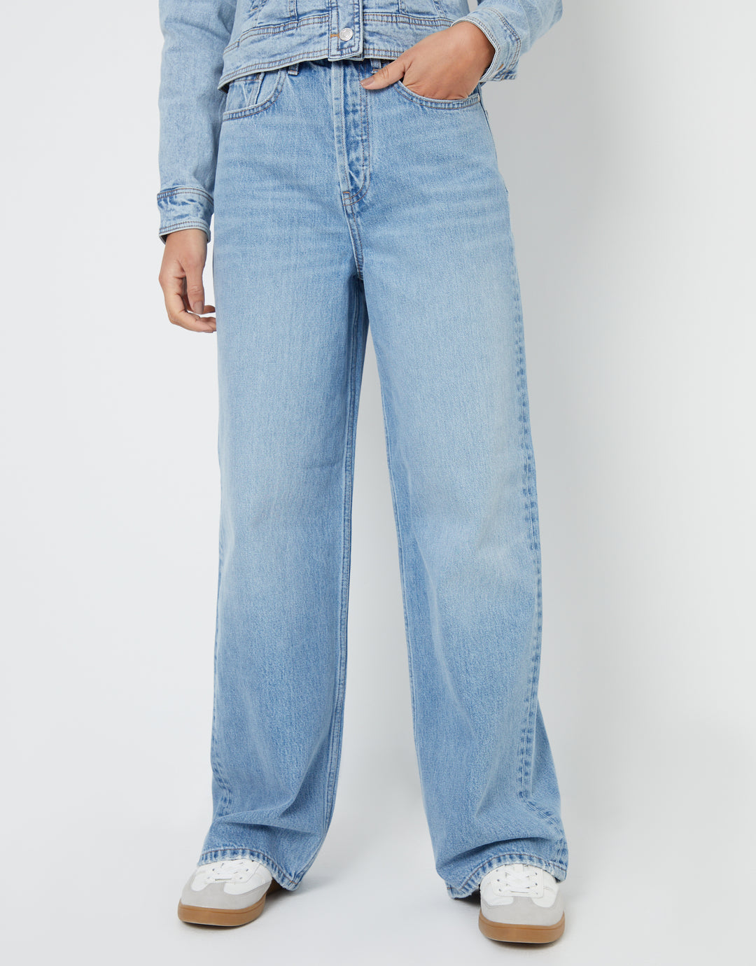 Light & Mid Wash Baggy Wide Leg Jeans (2 Pack)