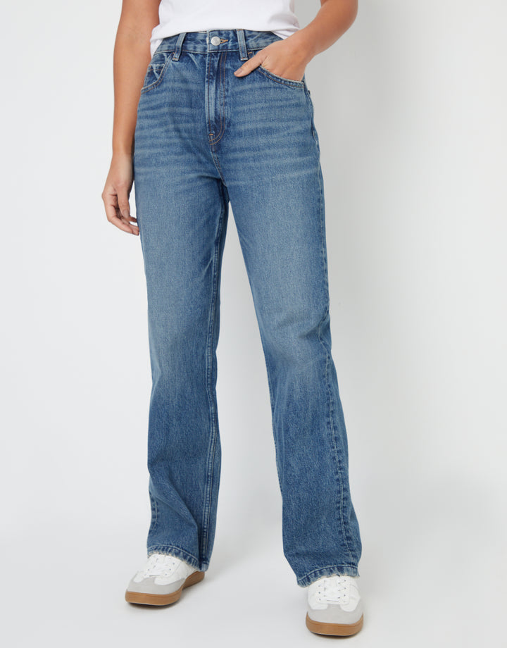 2 Pack Wide Straight Leg Jeans in Light & Mid Wash