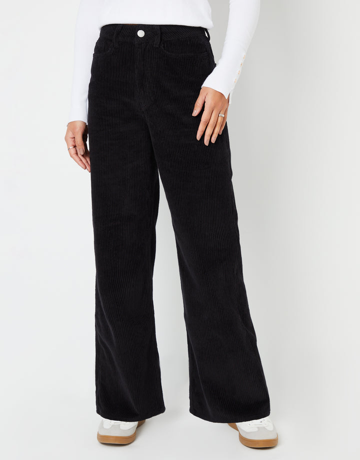 Black Wide Leg Corduroy Jeans