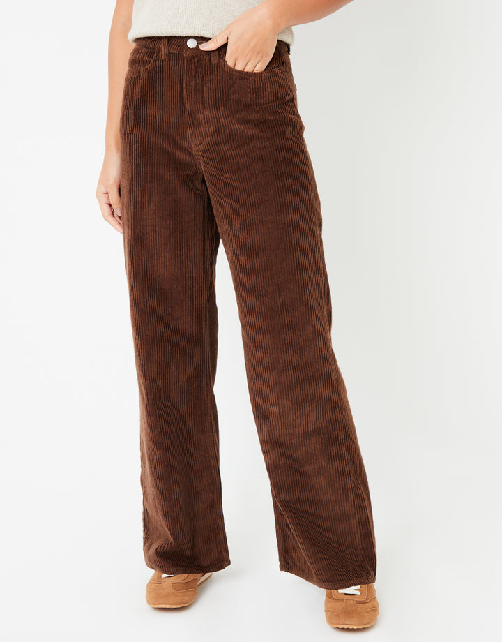 Chocolate Brown Wide Leg Corduroy Jeans