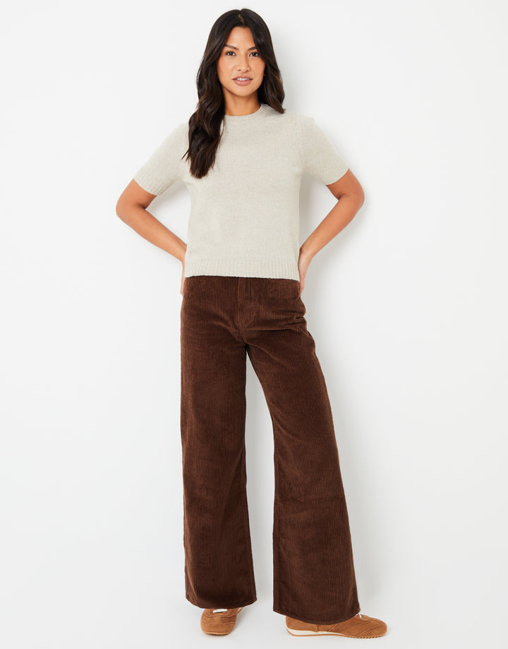 Chocolate Brown Wide Leg Corduroy Jeans