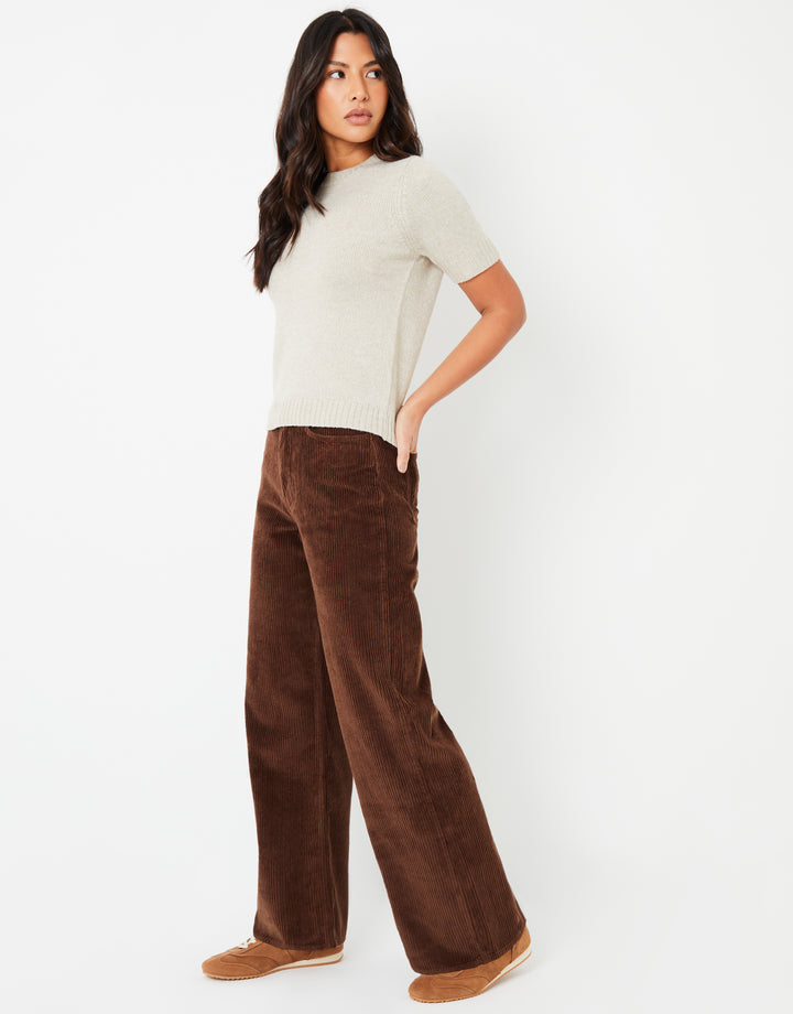Chocolate Brown Wide Leg Corduroy Jeans