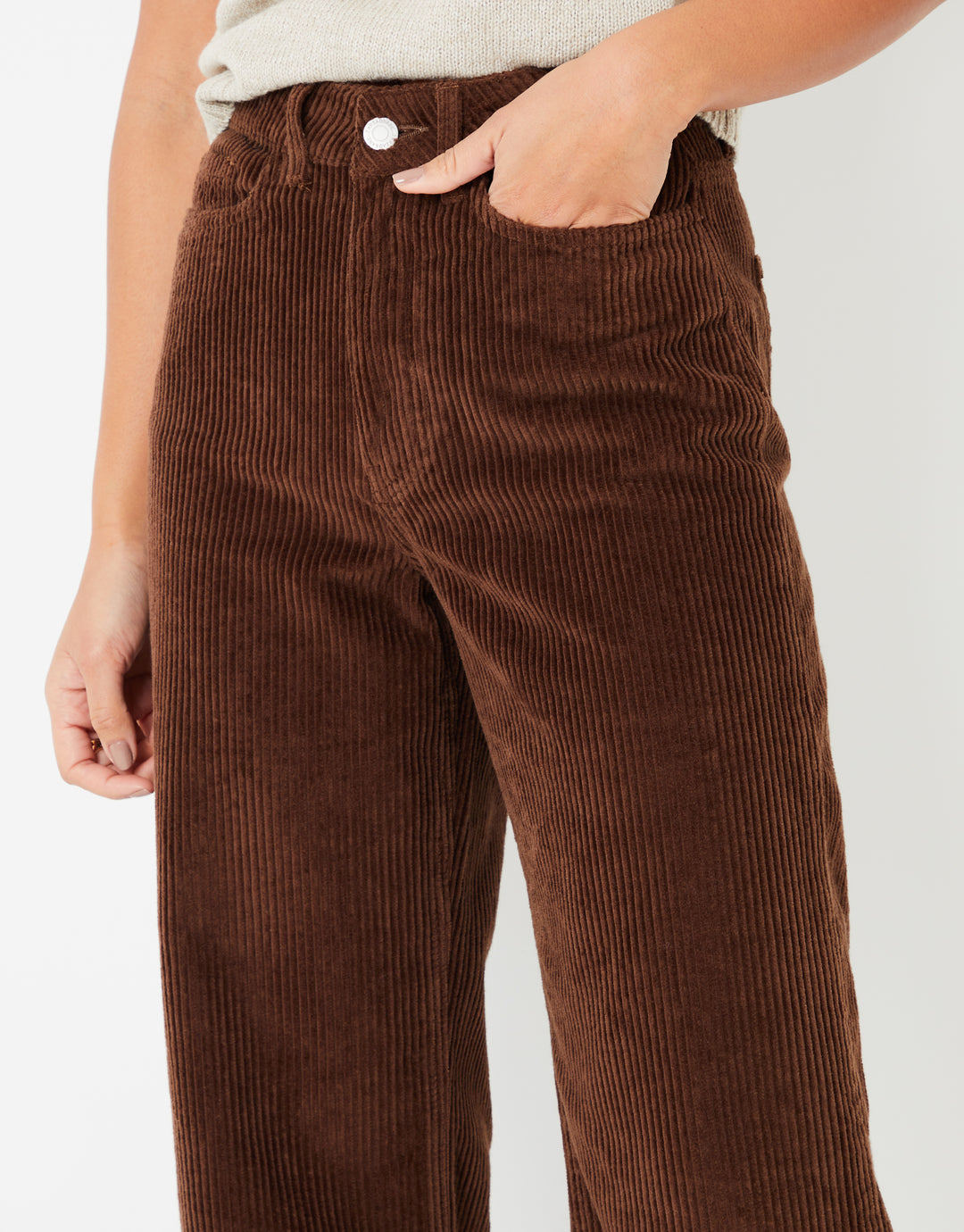 Chocolate Brown Wide Leg Corduroy Jeans