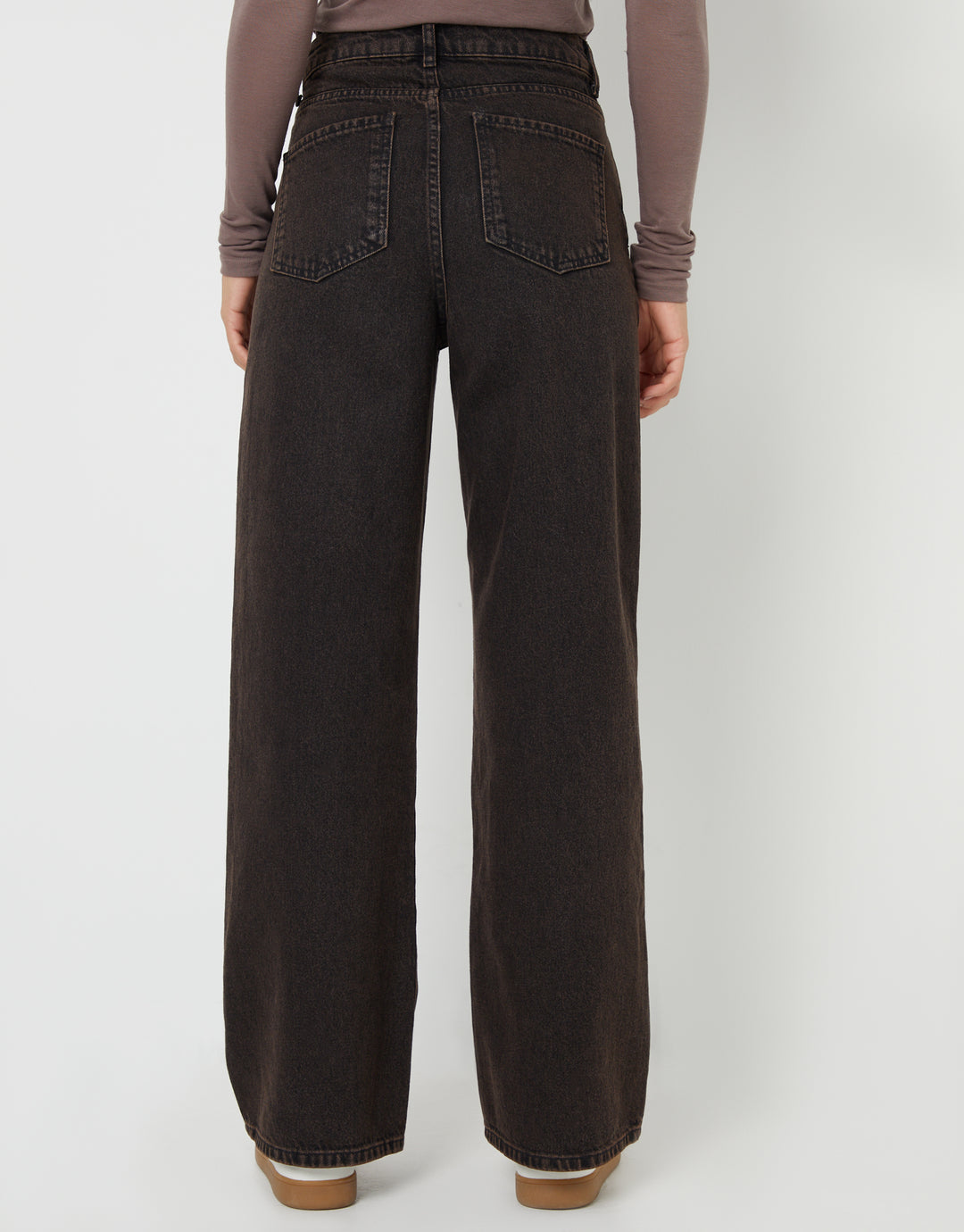 Chocolate Brown Wide Leg Denim Jeans