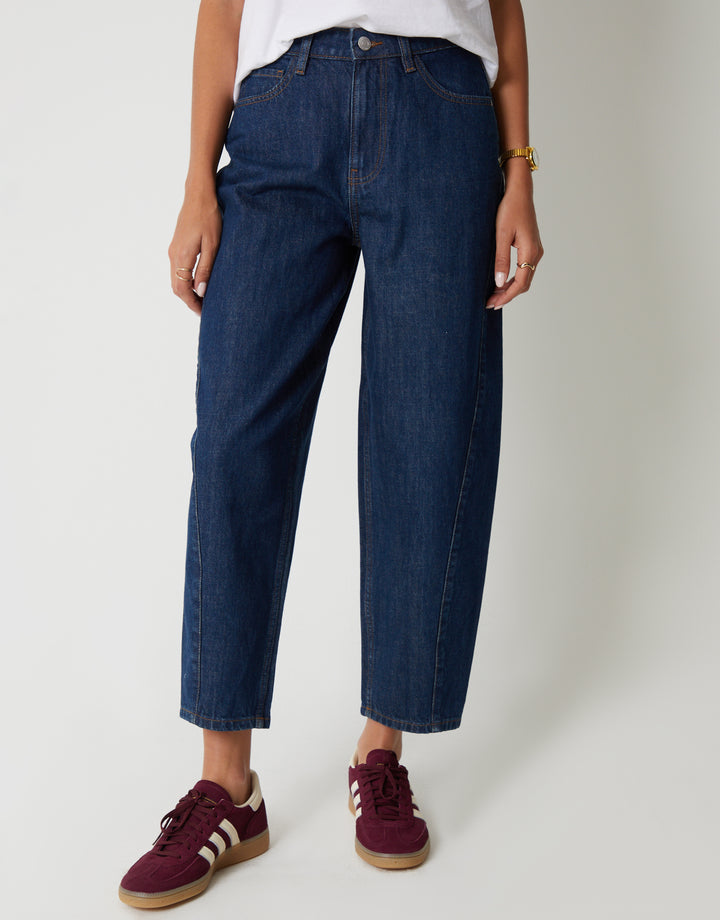 Indigo Wash Barrel Leg Jeans