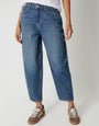 Mid Wash Barrel Leg Jeans