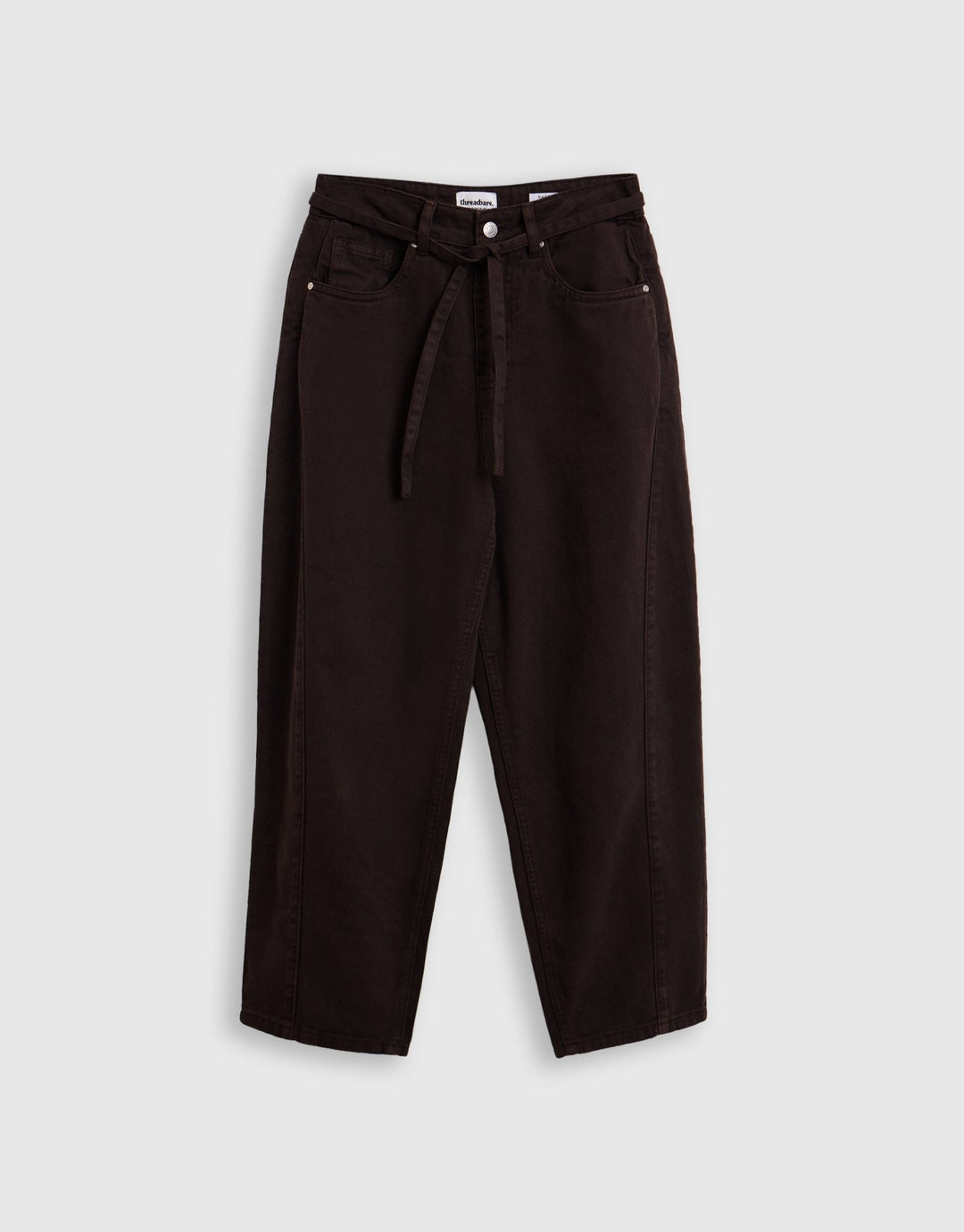 Threadbare Barrel Leg Jeans in Chocolate Brown - mannequin image