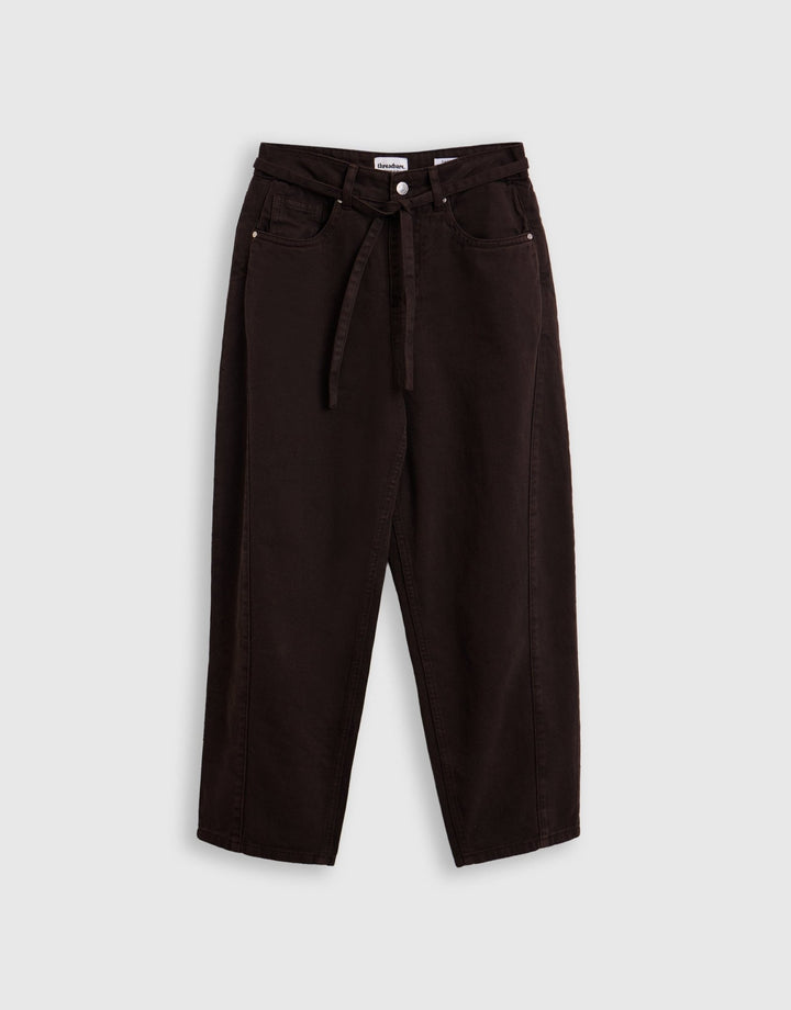 Threadbare Barrel Leg Jeans in Chocolate Brown - mannequin image