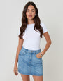 Denim Mini Skirt in Mid Wash