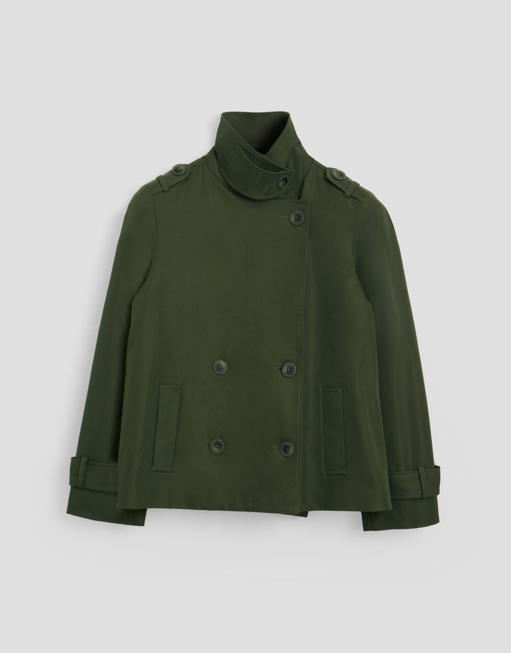 Threadbare Funnel Neck Short Trench Coat in Khaki - flat lay 2