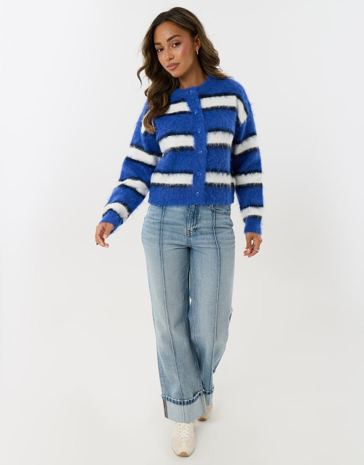 Wide Leg Turn Up Jeans in Light Wash