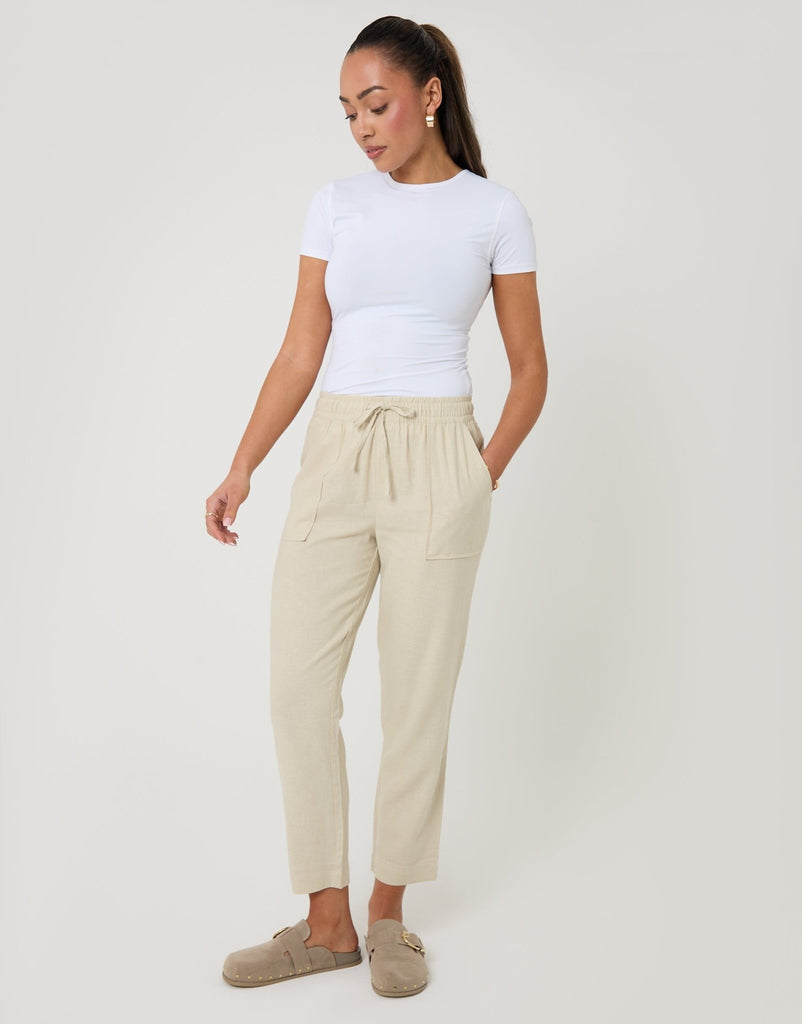 Linen Blend Drawstring Trousers