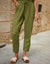 Olive Green Linen Blend Drawstring Trousers