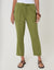 Olive Green Linen Blend Drawstring Trousers