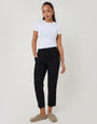 Black Linen Blend Drawstring Trousers