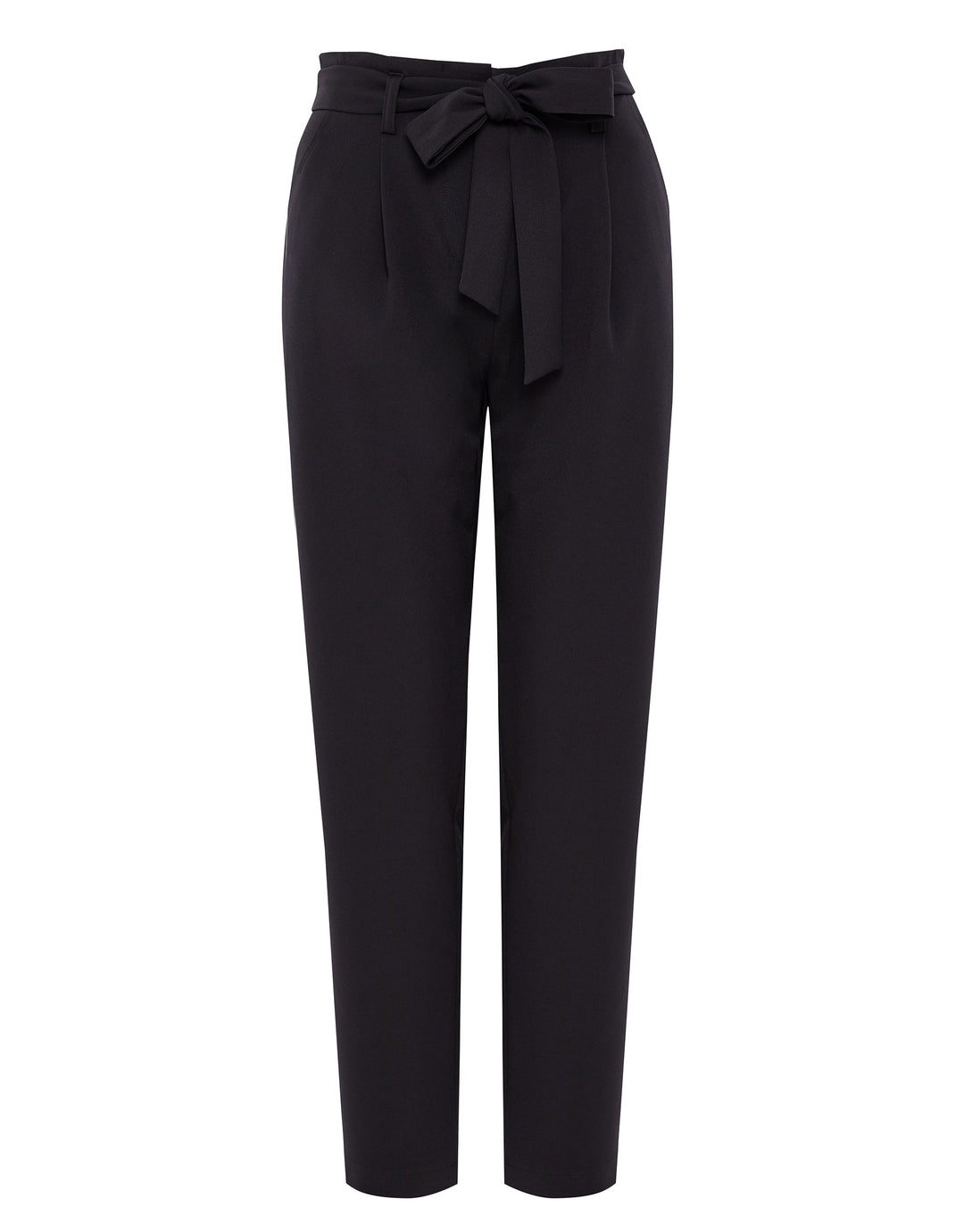 Petite Black Paperbag Waist Trousers