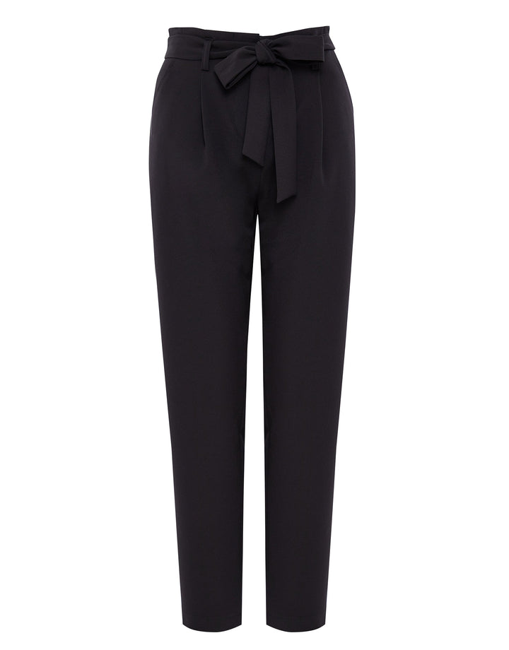 Petite Black Paperbag Waist Trousers