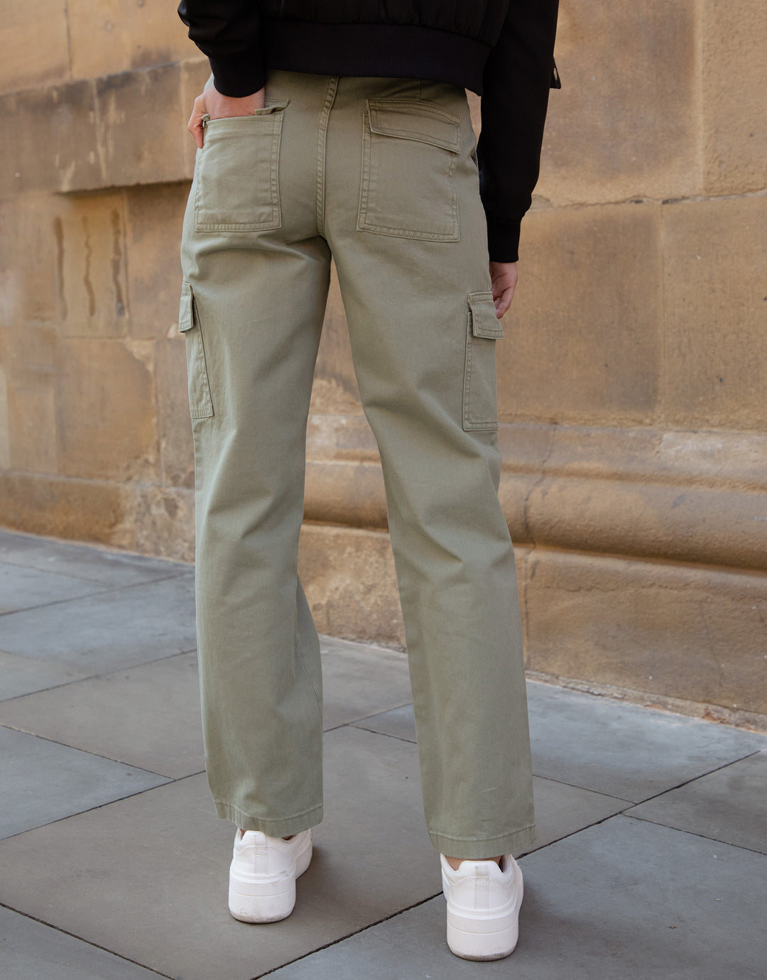 Khaki Green Straight Leg Combat Cargo Trousers