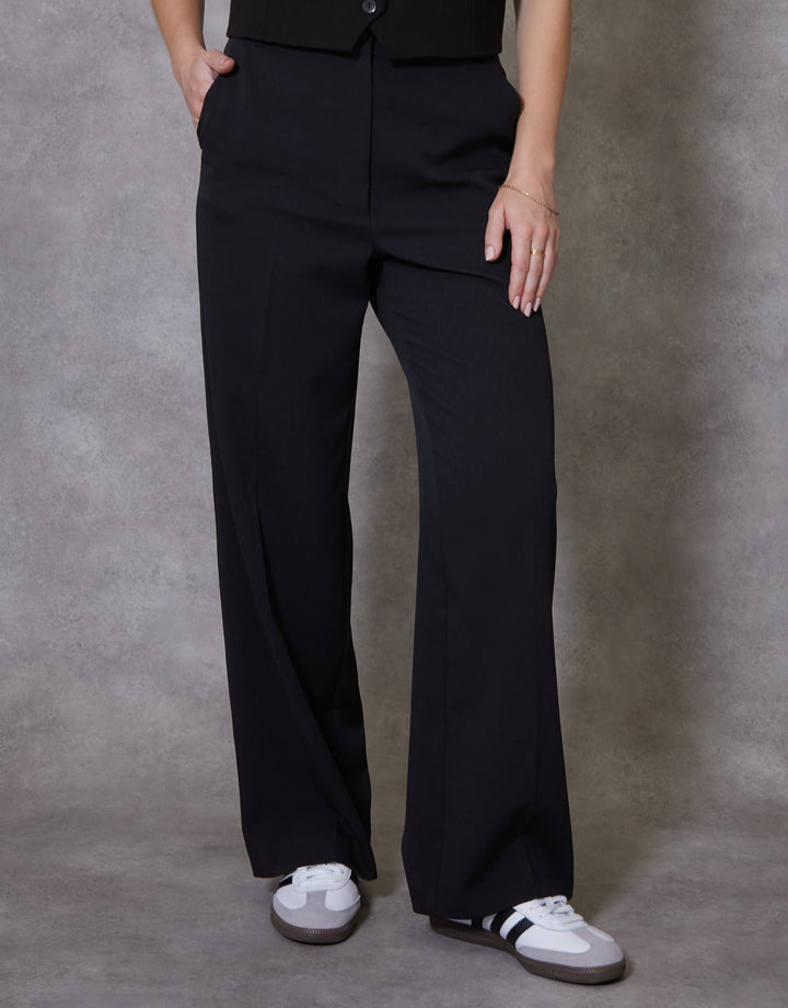 Black Wide Leg Tailored Trousers