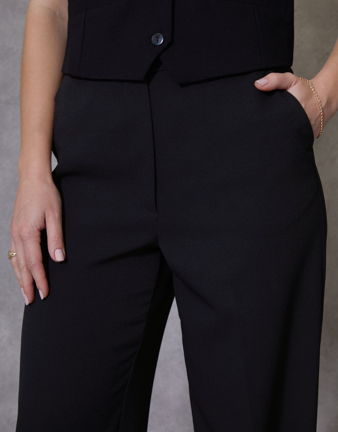 Black Wide Leg Tailored Trousers