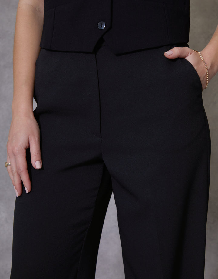 Black Wide Leg Tailored Trousers