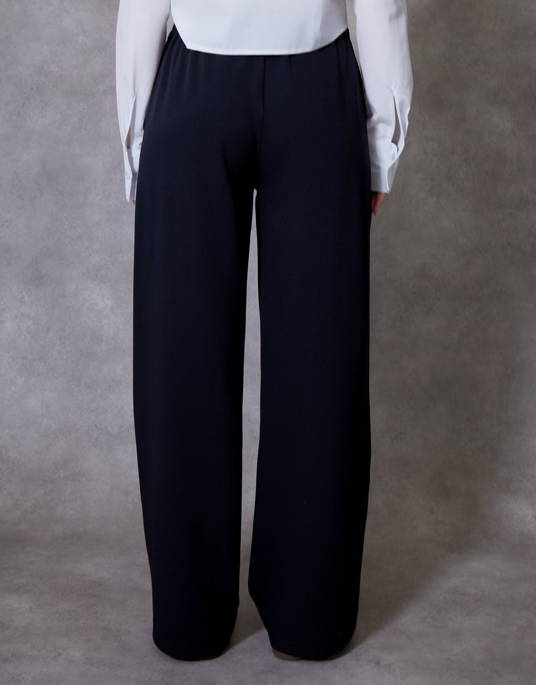 Black Boxer Waist Wide Leg Trouser