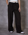 Chocolate Brown Pinstripe Boxer Waist Wide Leg Trouser