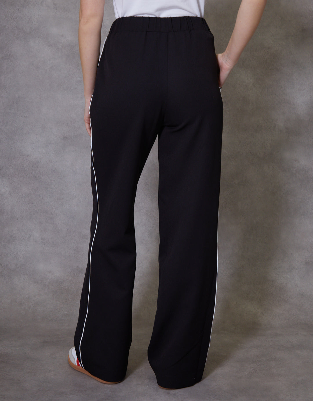 Black Piped Tailored Trousers
