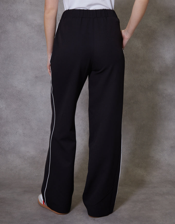 Black Piped Tailored Trousers
