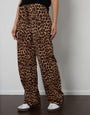 Wide Leg Jersey Trousers in Leopard Print