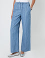 Mid Wash Striped Baggy Leg Denim Trousers