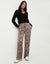 Leopard Print Wide Leg Satin Trousers