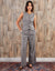 Grey Check Wide Leg Trousers