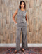 Grey Check Wide Leg Trousers