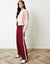 Berry Red Side Stripe Pull On Wide Leg Trousers
