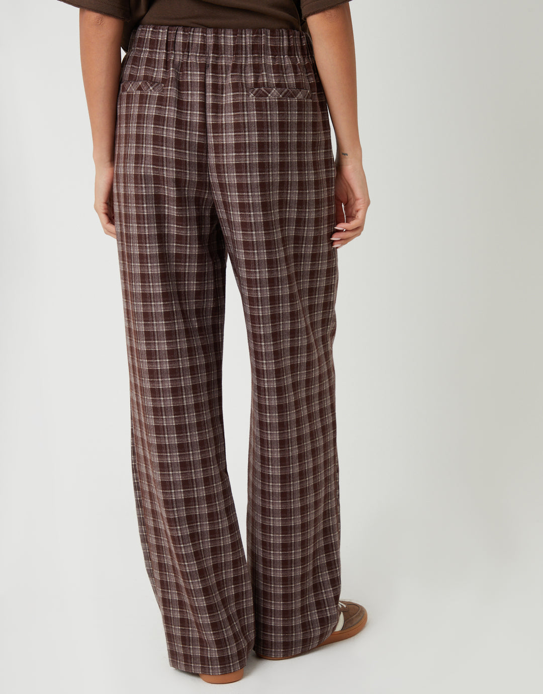 Chocolate Brown Check Straight Leg Trousers