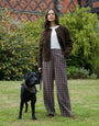 Chocolate Brown Check Straight Leg Trousers