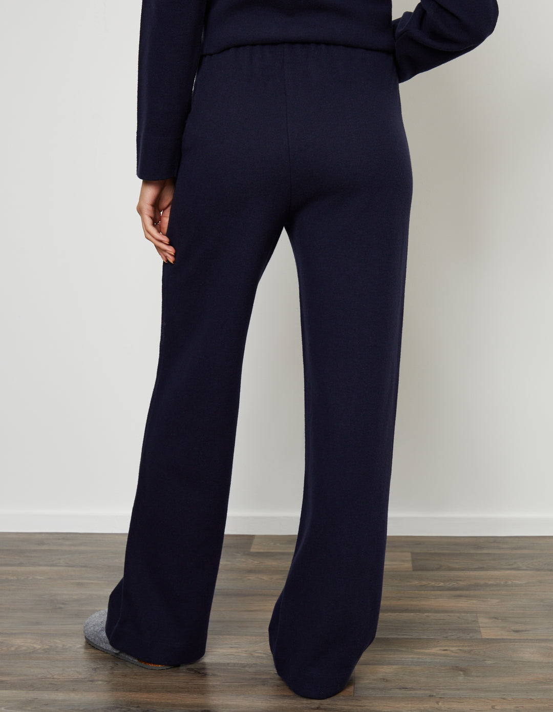 Navy Cosy Rib Pull On Wide Leg Joggers